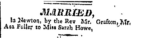 Fuller-Howe 1818 Marriage